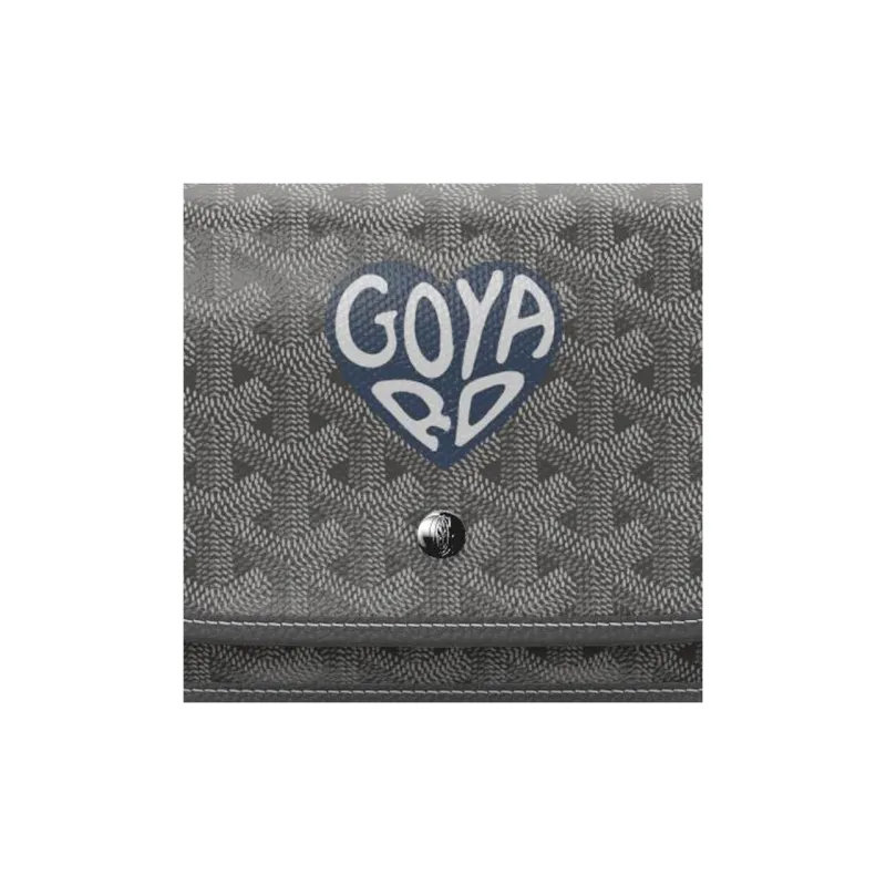 GOYARD Canvas With Leather Envelope Bag Crossbody Bag Shoulder Bag Unisex Gray With Dark Blue Heart Design-5