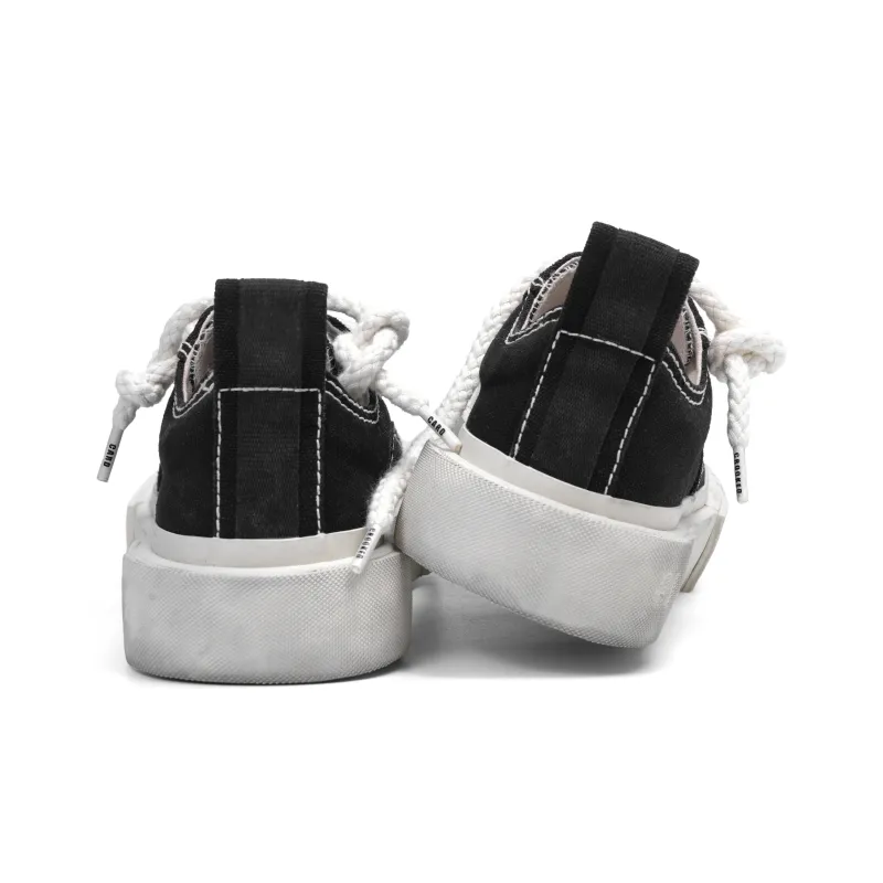 CROOKED CARD Low Top Canvas Shoes Unisex Black-5