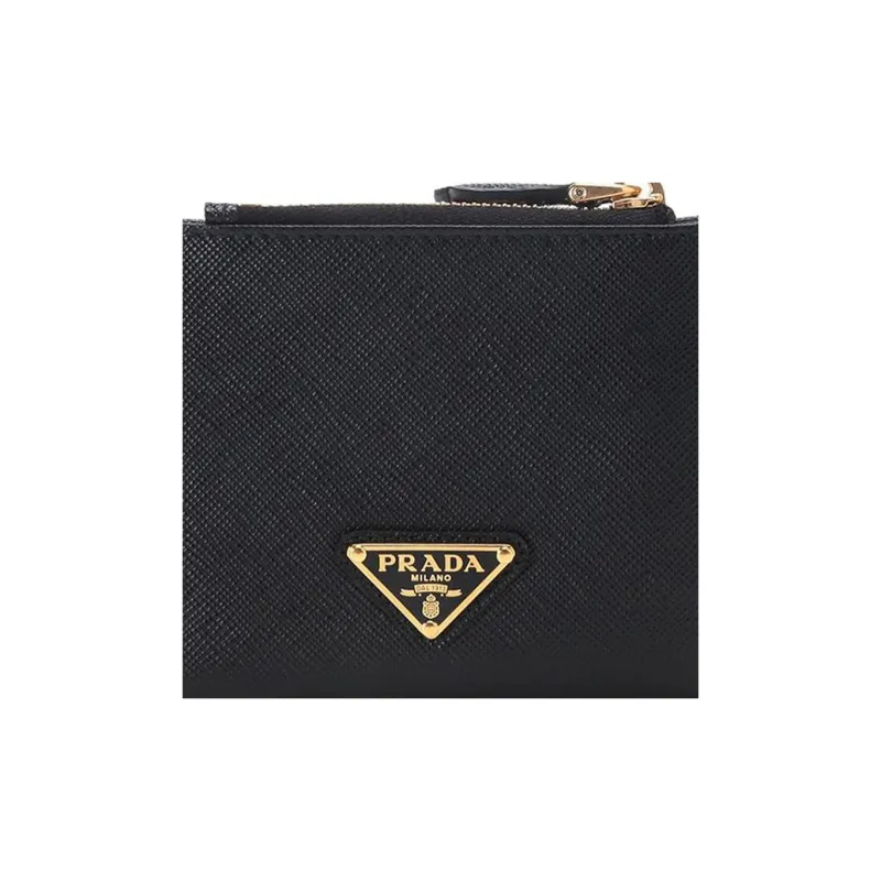 PRADA Saffiano Leather Wallet Women's Black-4