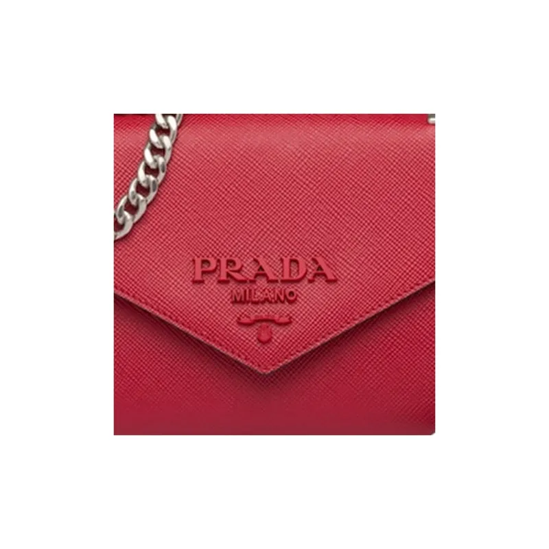PRADA Saffiano Leather Shoulder Bag Crossbody Bag Women's Fire Red-3