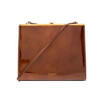 SAINT LAURENT LE ANNE-MARIE Patent Leather Crossbody Bag Shoulder Bag Small Size Women's Brown