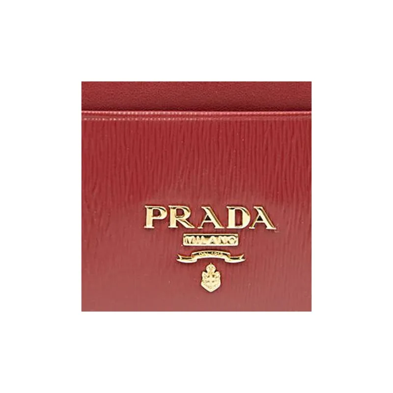 PRADA Calfskin Card Holder Women's Red-4