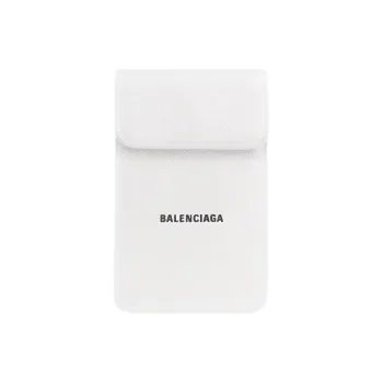 Balenciaga Cash Cow Leather Cell Phone Pouch Card Holder Men's White