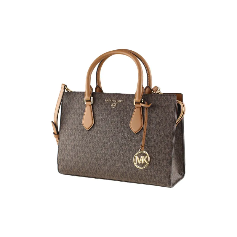 MICHAEL KORS Valerie Canvas Briefcase Handbag Shoulder Bag Crossbody Bag Medium Size Women's Dark Brown & Acorn Brown-1