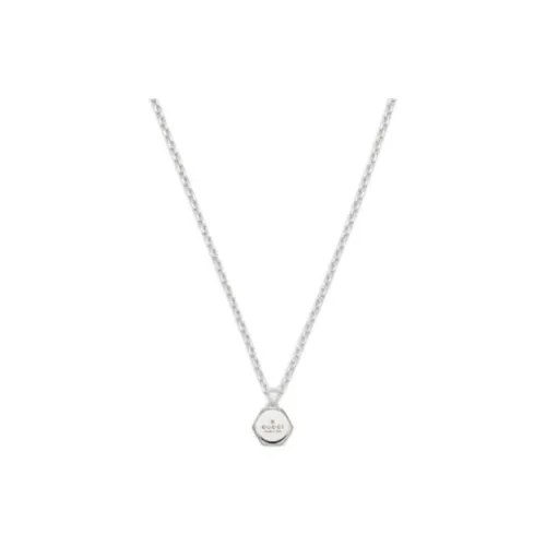 GUCCI Sterling Silver Trademark pendant Necklace