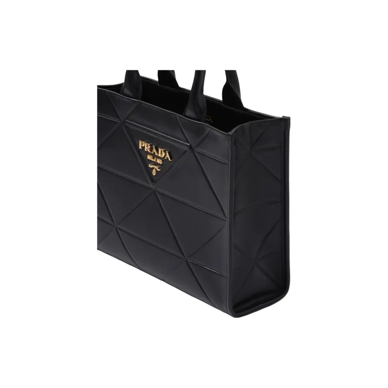 PRADA Leather Tote Bag Shopping Bag Shoulder Bag Crossbody Bag Handbag Medium Size Women's Black-4