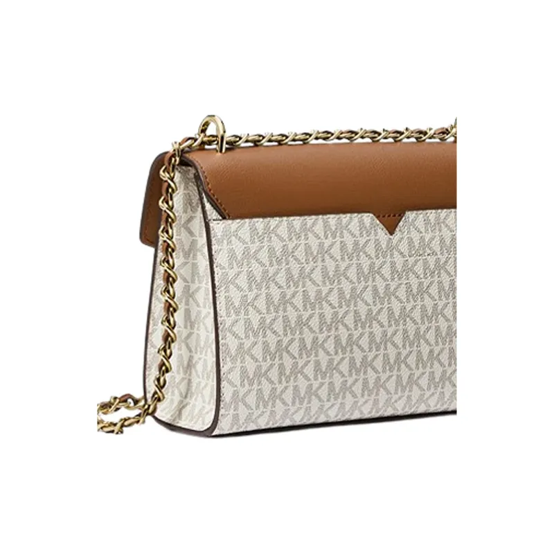 MICHAEL KORS Rose Cow Leather Shoulder Bag Small Size Women's Vanilla White/Acorn Brown-1