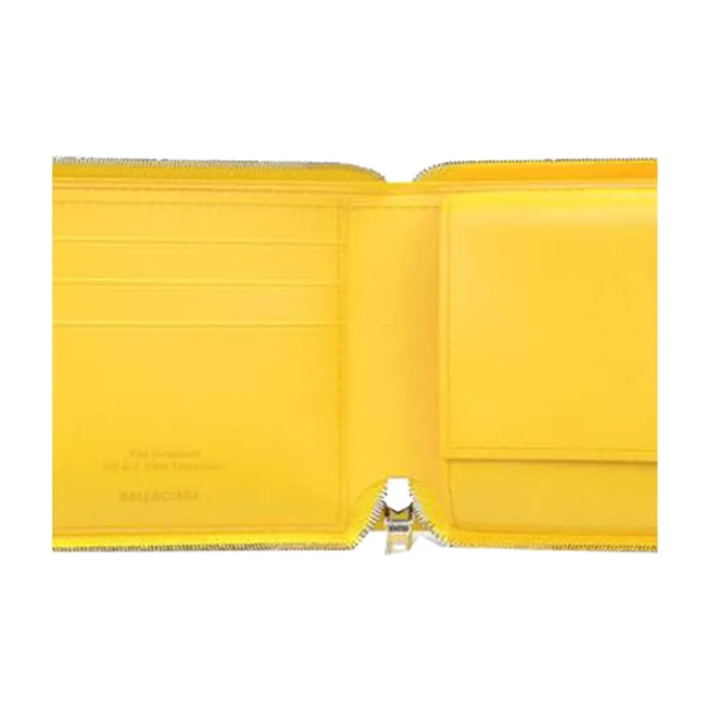 Balenciaga Cow Leather Coin Purse Men's Yellow-4