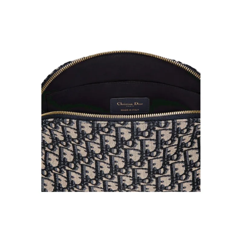 DIOR Canvas Canvas Bag Makeup Pouch Travel Storage Clutch Women's Blue-4