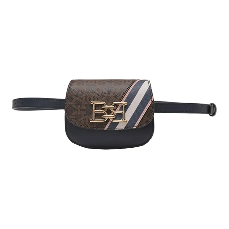 BALLY B-Chain TPU Crossbody Bag Shoulder Bag Fanny Pack Women's Midnight Blue & Brown-6