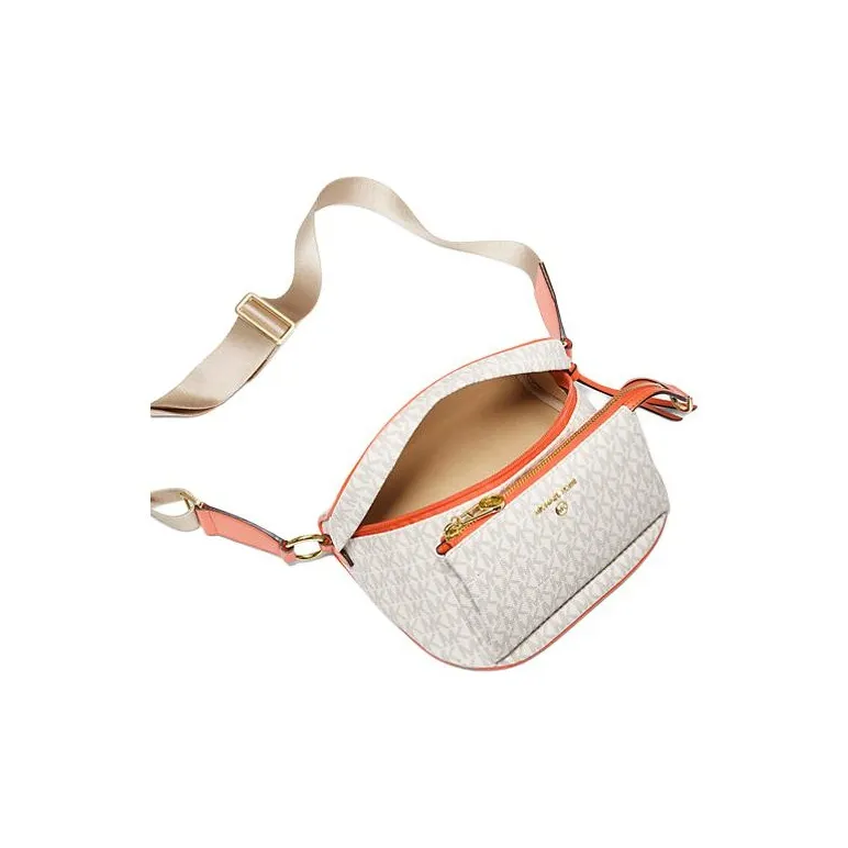 MICHAEL KORS Slater Leather Box Bag Crossbody Bag Shoulder Bag Medium Size Women's Gray/Orange-4