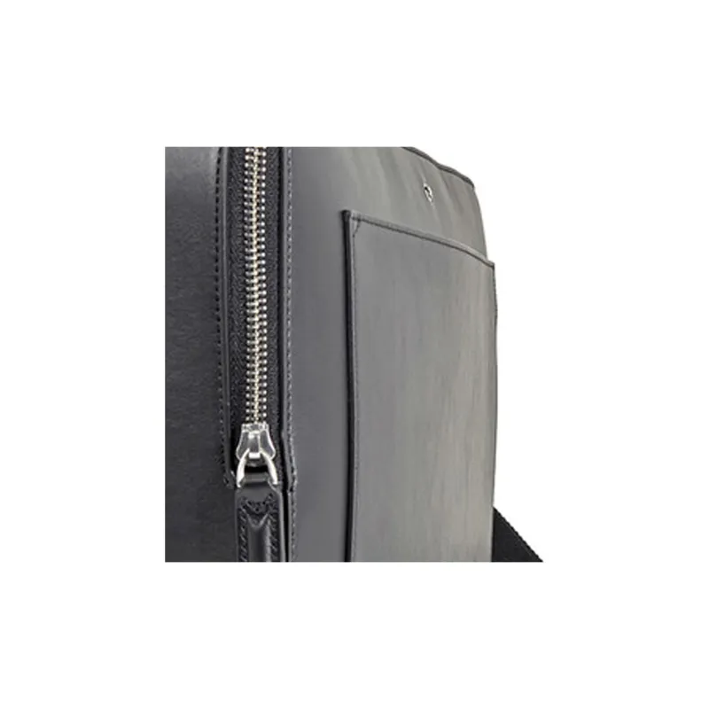 MONTBLANC Meisterstuck Full Grain Cow Leather One Shoulder Crossbody Briefcase Laptop Bag Men's Black-4