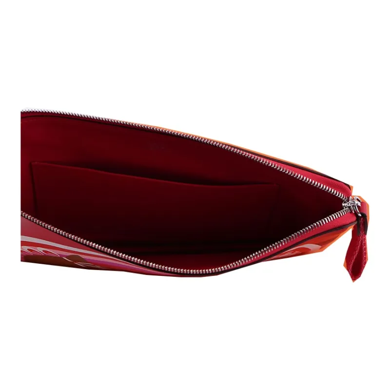 HERMES Cow Leather Clutch Women's Heart Red/Chestnut/Heart Red-4