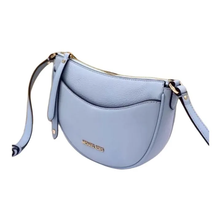 MICHAEL KORS Leather Crescent Bag, Shoulder Bag, Crossbody Bag Trumpets Women's Light Blue-3