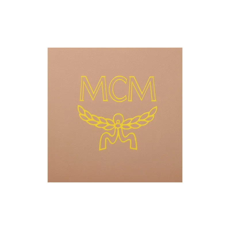 MCM Leather Card Holder Mini Women's Beige-4