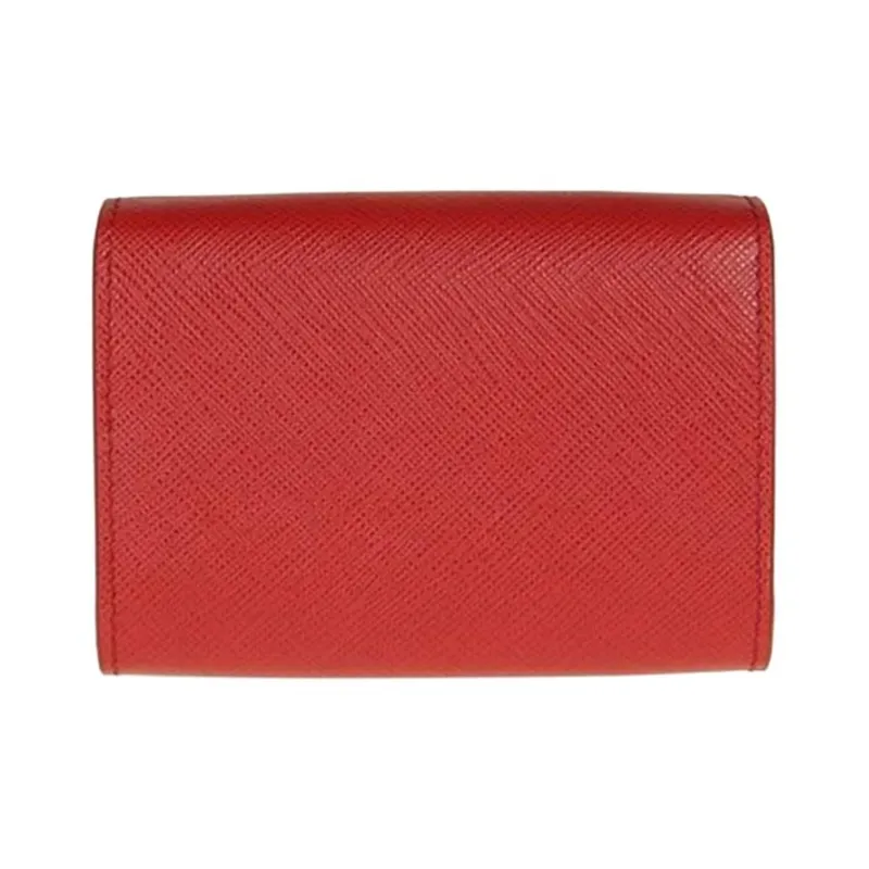 PRADA Cow Leather Card Holder Wallet Women's Red-4