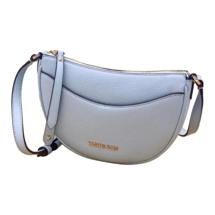 MICHAEL KORS Leather Crescent Bag, Shoulder Bag, Crossbody Bag Trumpets Women's Light Blue-2