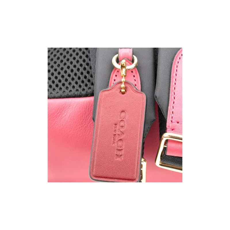 COACH Charlie PVC Backpack Medium Size Women's Red/Pink & Black/Brown-7