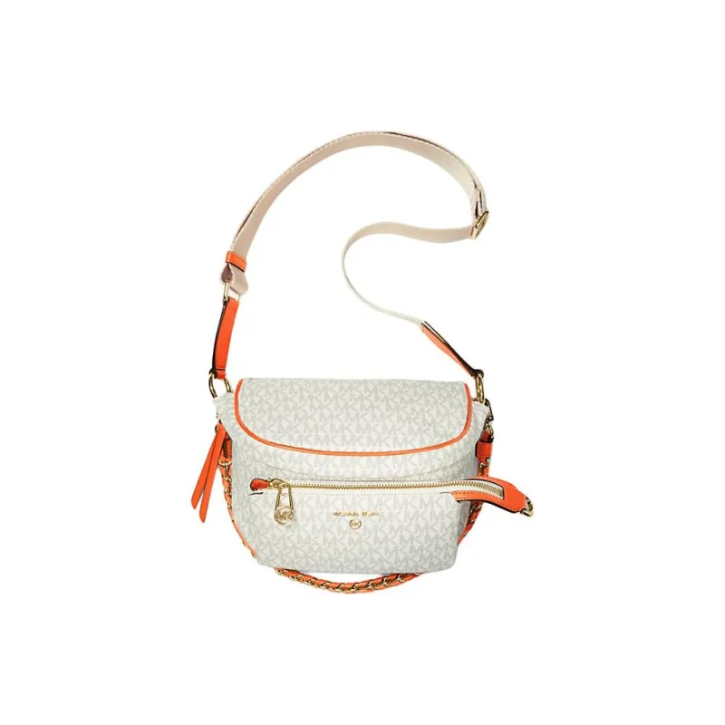 MICHAEL KORS Slater Leather Box Bag Crossbody Bag Shoulder Bag Medium Size Women's Gray/Orange-3