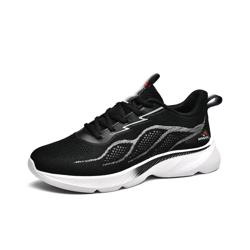 Binary Cushioning Lightweight Breathable Slip-Resistant Low-Top Running Shoes Men's Black-1