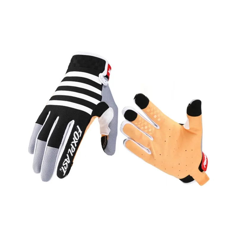 GXT Riding Equipment Cycling Glove Unisex Palm Microfiber Back Of Hand Twill Yellow Red Black-5