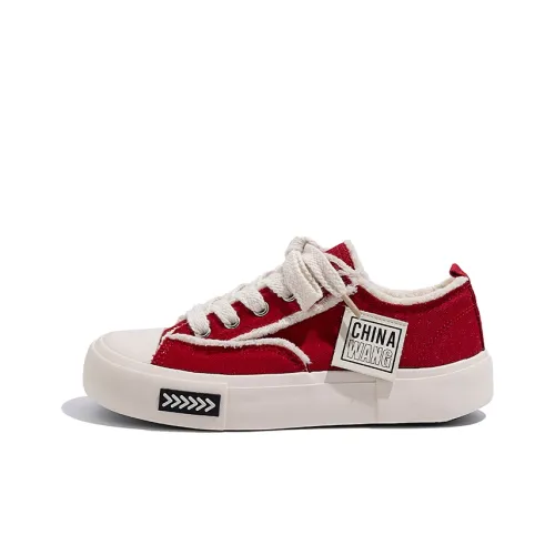 DD&OO Skateboard Shoes Women's Low-Top Red