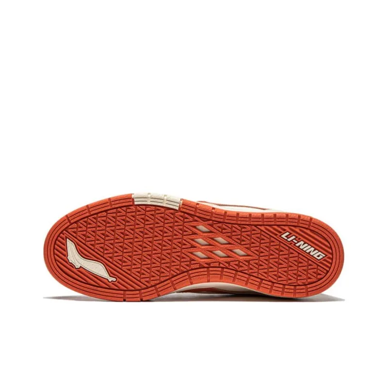 LiNing Wave Pro Slip Resistant Low Top Skateboard Shoes Men's Orange White-4