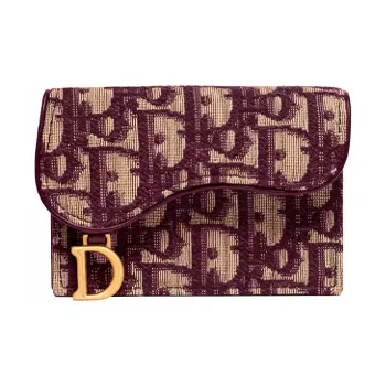 DIOR SaddleOBLIQUE Canvas Bag Saddle Bag Card Holder Women's Burgundy