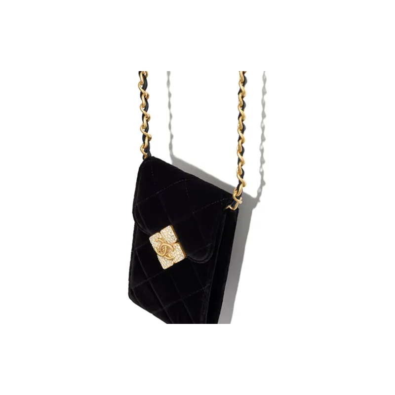 CHANEL Crystal Crossbody Bag With Cell Phone Pouch Women's Black-3