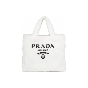PRADA Fabric Tote Bag Shopping Bag Handbag Women's White