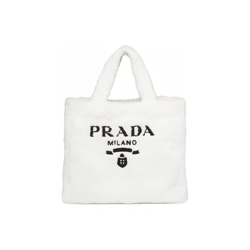 PRADA Fabric Tote Bag Shopping Bag Handbag Women's White-0
