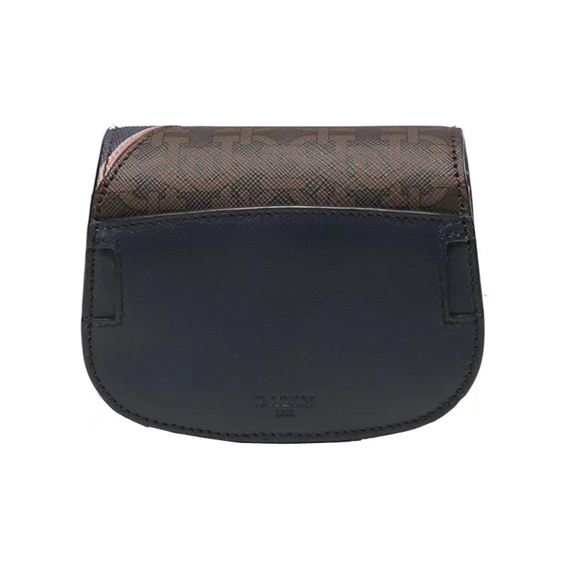 BALLY B-Chain TPU Crossbody Bag Shoulder Bag Fanny Pack Women's Midnight Blue & Brown-3