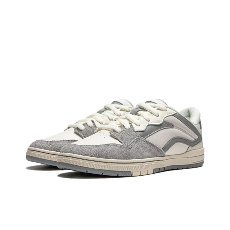 LiNing Wave Pro Slip Resistant Low Top Skateboard Shoes Men's White Gray-2