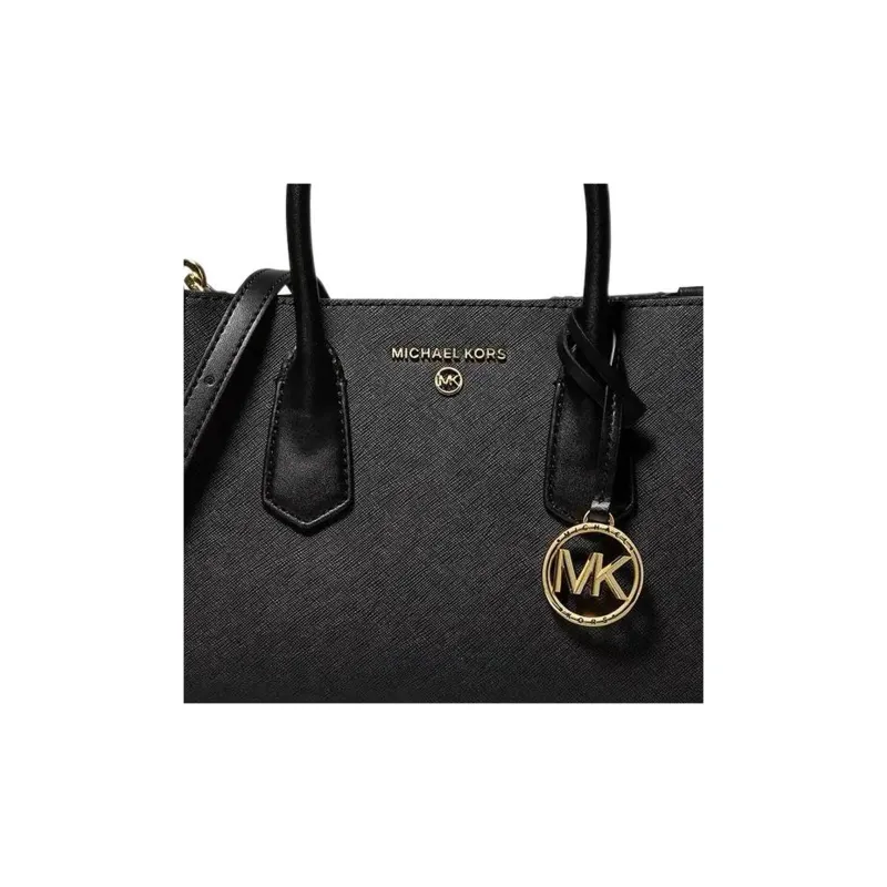 MICHAEL KORS Cross Embossed Leather Briefcase, Shoulder Bag, Crossbody Bag, Handbag Trumpets Women's Black-3