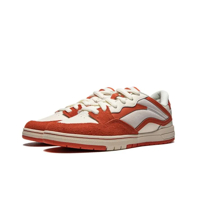 LiNing Wave Pro Slip Resistant Low Top Skateboard Shoes Men's Orange White-2