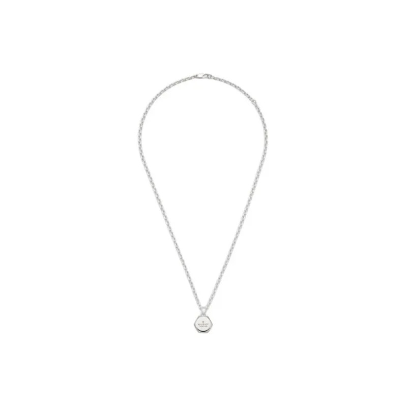GUCCI Sterling Silver Trademark pendant Necklace-1