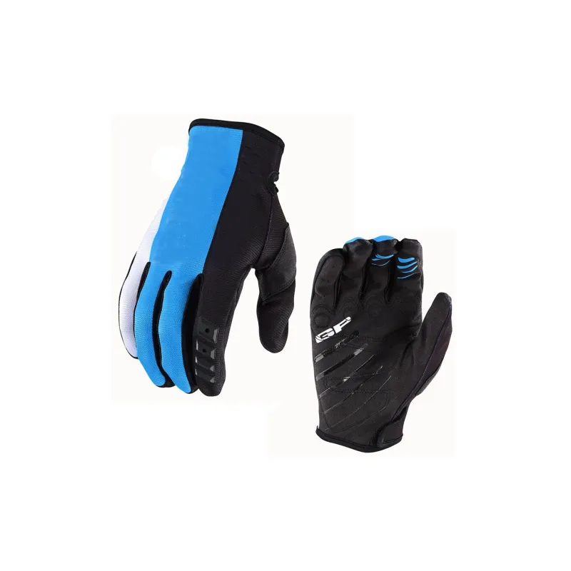 GXT Riding Equipment Cycling Glove Palm Microfiber Back Of Hand Twill Red Blue Black Blue-2
