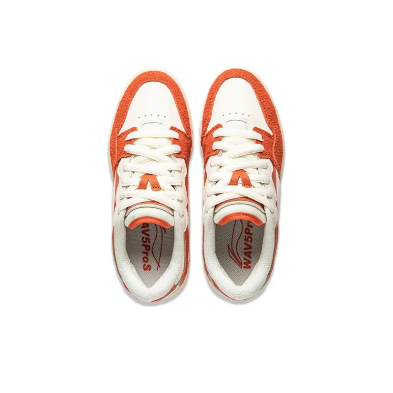 LiNing Wave Pro Slip Resistant Low Top Skateboard Shoes Men's Orange White-3
