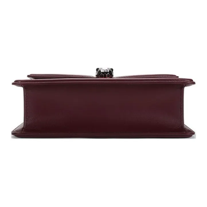 BVLGARI Serpenti Diamond Blast Calfskin Trim Crossbody Bag Shoulder Bag Women's Ruby Color-4