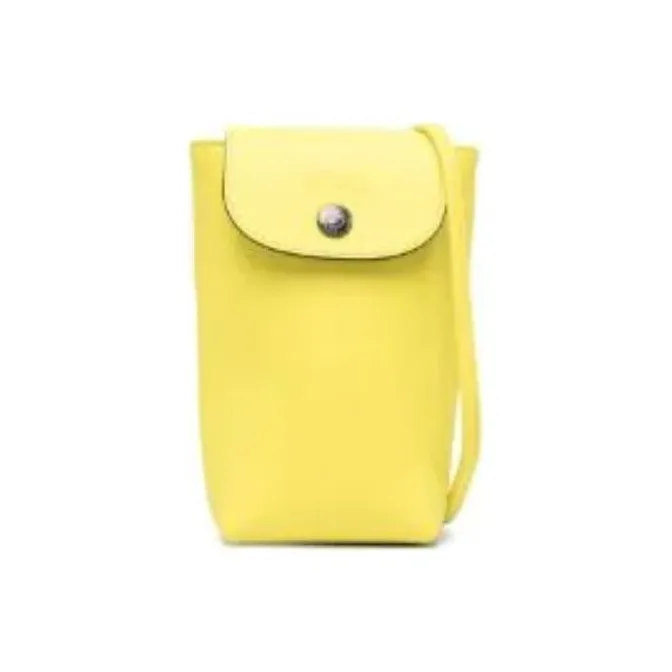 LONGCHAMP Le Pliage Xtra Leather With Cow Leather One Shoulder Crossbody Cell Phone Pouch Women's Lemon-1