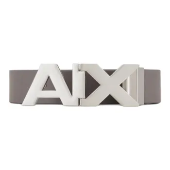 ARMANI EXCHANGE Cut-Out Letter Smooth Buckle Leather Belts Men's Gray Width: 3CM