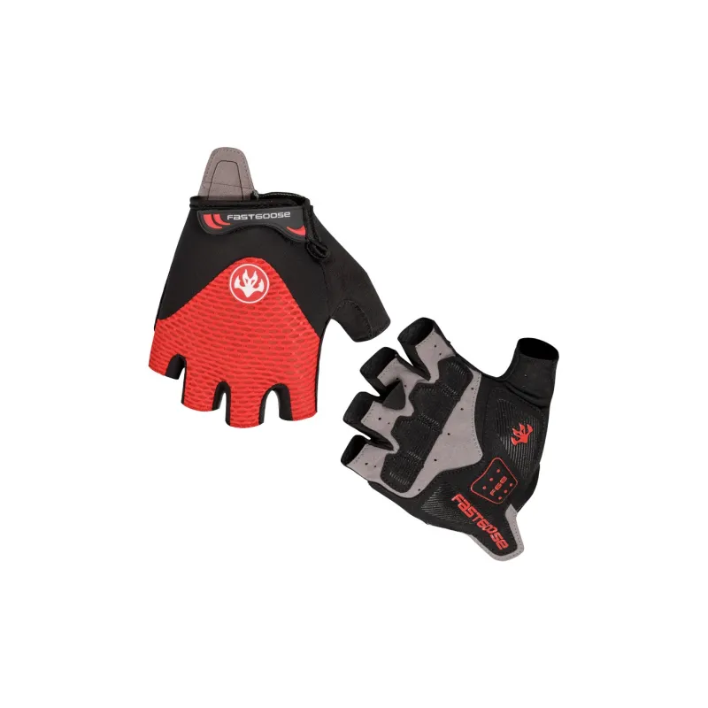 GXT Riding Equipment Cycling Glove Unisex Palm Microfiber Back Of Hand Twill Black Red White-1