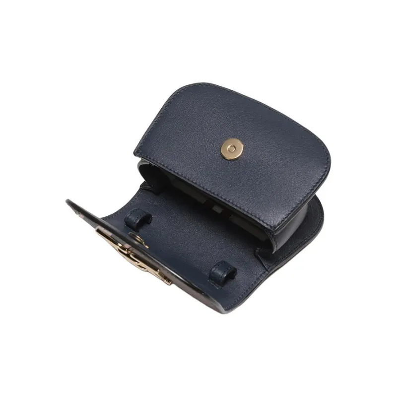 BALLY B-Chain TPU Crossbody Bag Shoulder Bag Fanny Pack Women's Midnight Blue & Brown-5