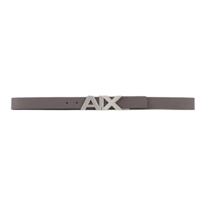 ARMANI EXCHANGE Cut-Out Letter Smooth Buckle Leather Belts Men's Gray Width: 3CM-1