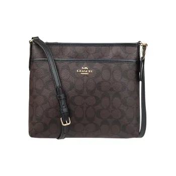COACH File PVC Document Bag, Shoulder Bag, Crossbody Bag Medium Size Women's Dark Brown