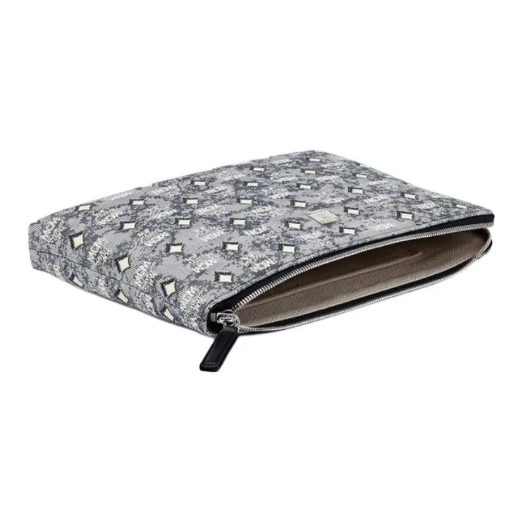 MCM Vintage Monogram Fabric Wristlet Bag Clutch Women's Gray-2