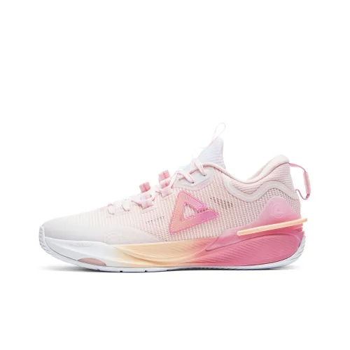 PEAK Basketball Shoes Men Low-Top Pink/White