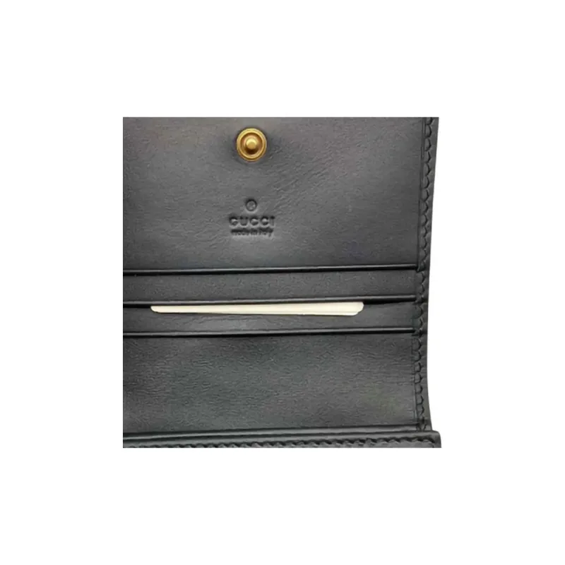 GUCCI Queen Margaret Leather Wallets Card Holders Women's Black & White-4
