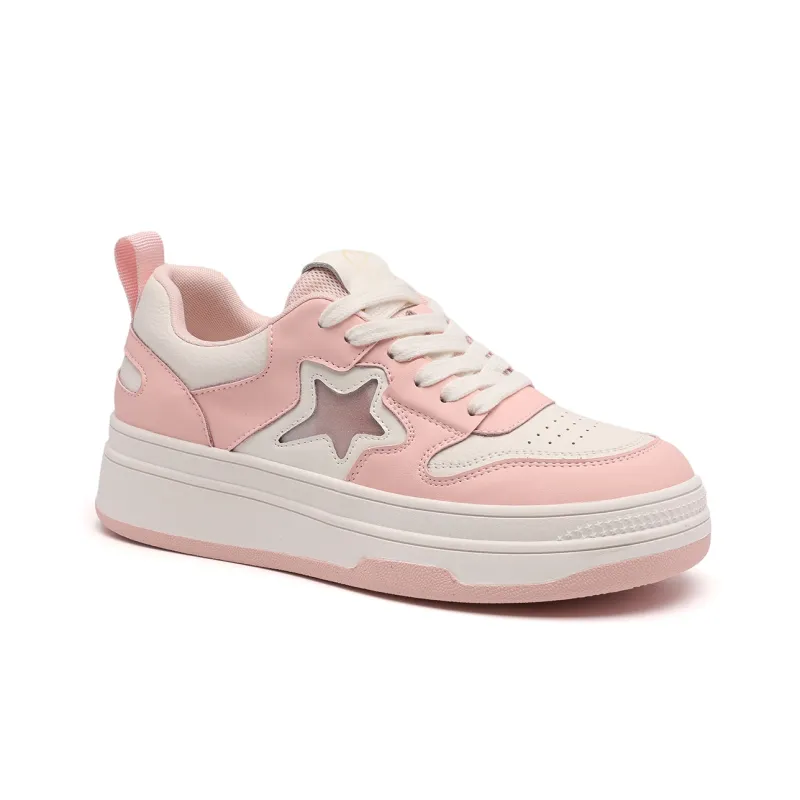 EBLAN Cushioning Wear Resistant Low Top Skateboard Shoes Women's Pink-1