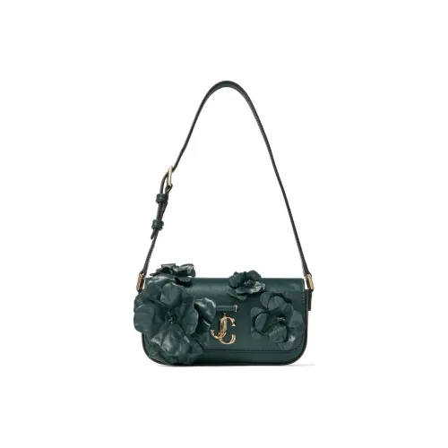Jimmy Choo Avenue Calfskin Handbag Shoulder Bag Women's Dark Green